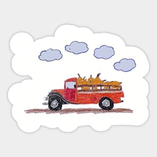 Fall Truck with Pumpkins Sticker
